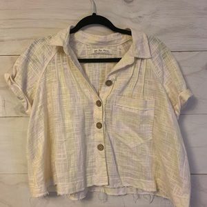 Free people cropped button up top